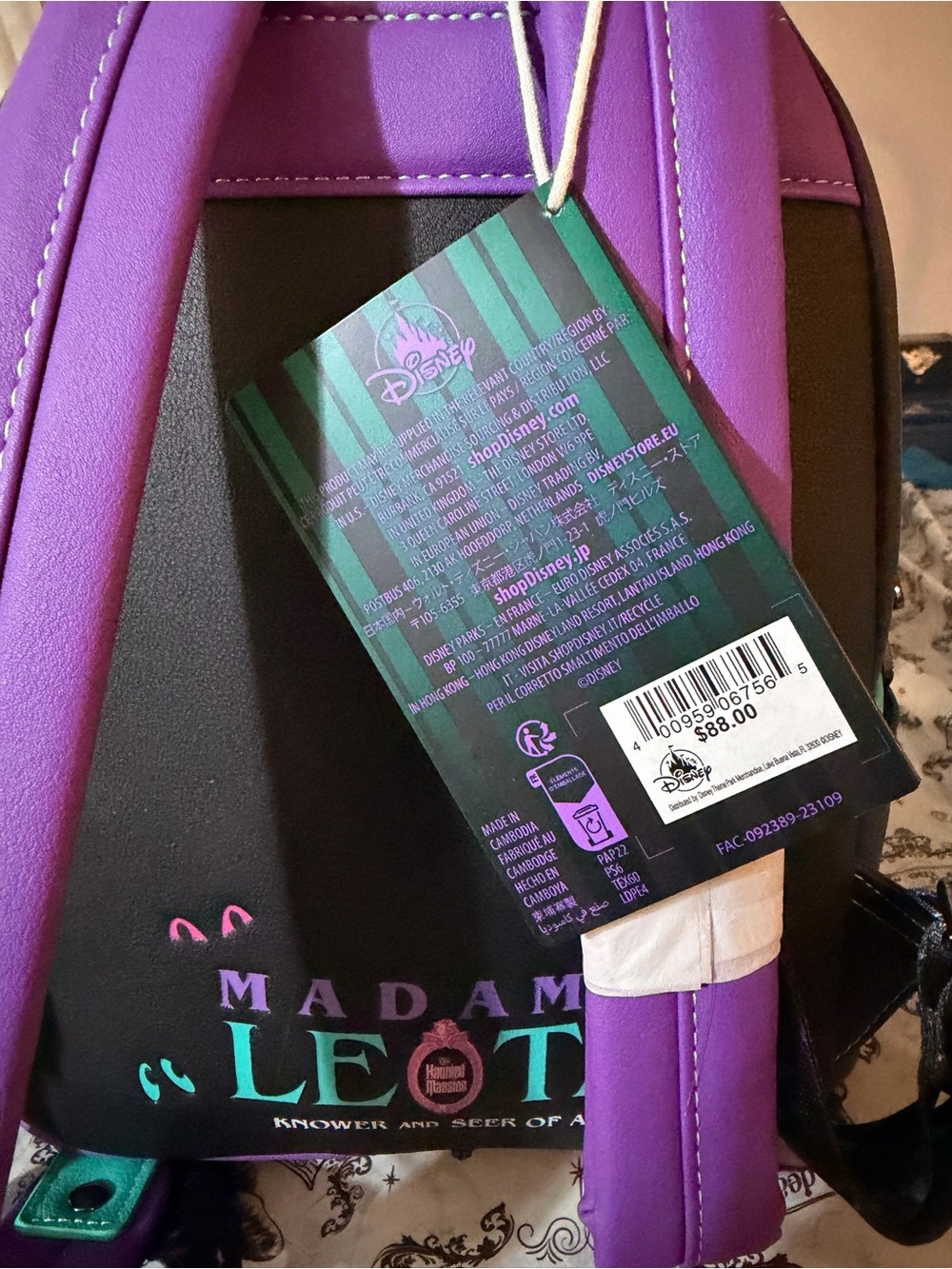 Loungefly Black Purple Teal Disney Haunted Mansion Mini Backpack - Picture 2 of 4